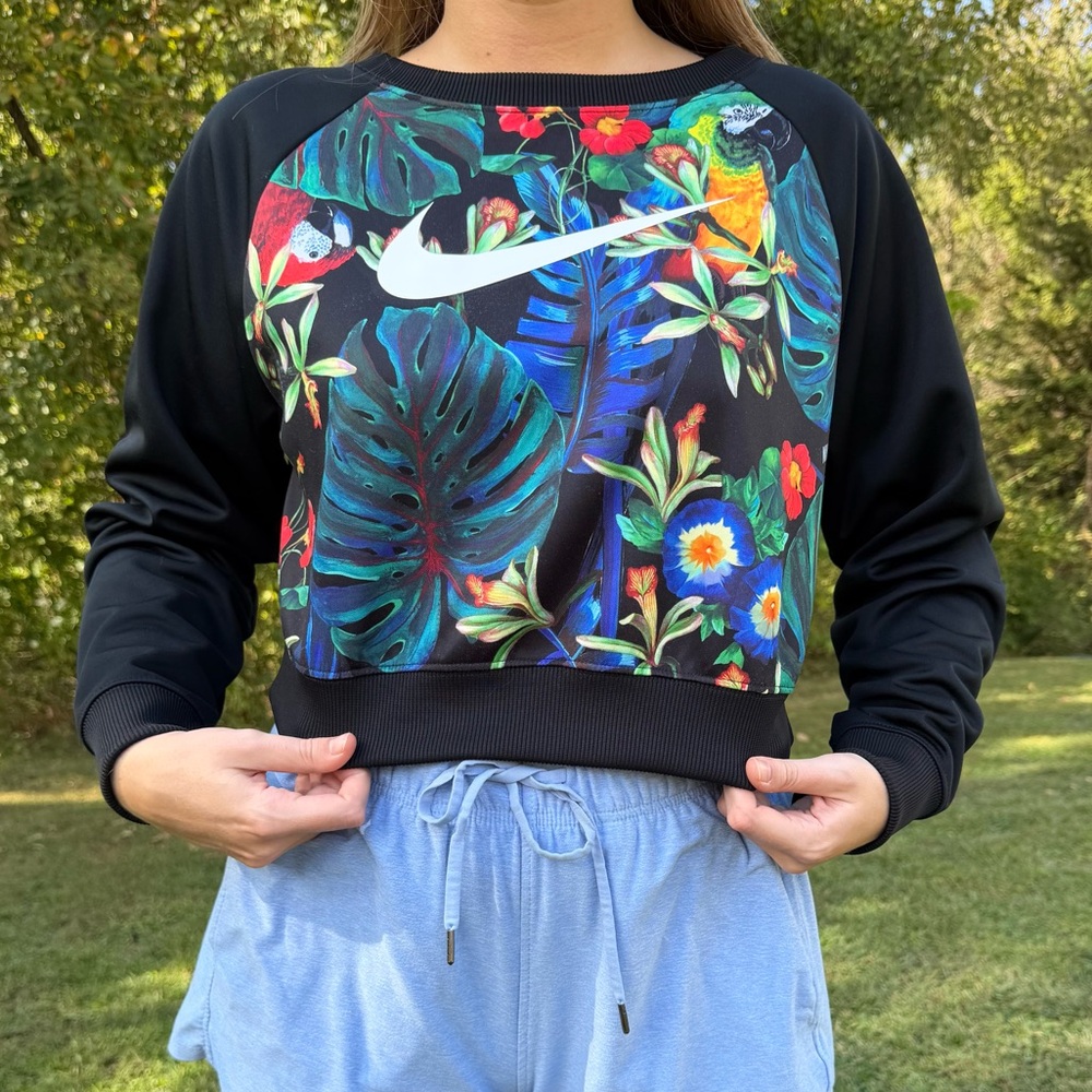 Nike Black Tropical Print Crewneck Size Medium - Picture 3 of 4